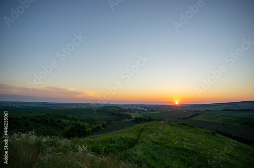 Beautiful summer landscape, sunset in the countryside