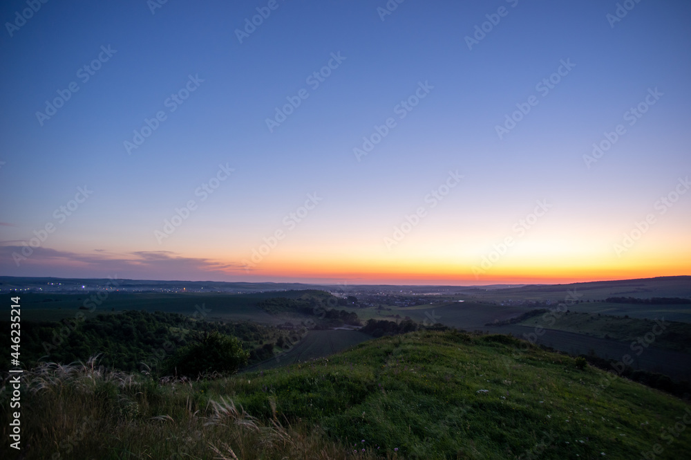 Beautiful summer landscape, sunrise in the countryside Beautiful summer landscape, sunrise in the countryside