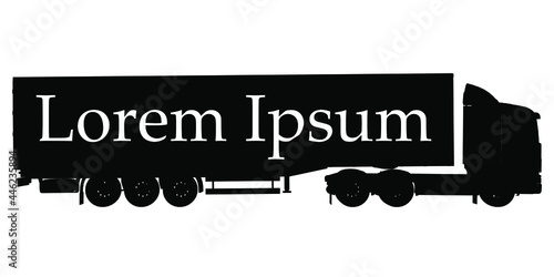 Silhouette of a cargo truck isolated on a white background. Vector illustration.
