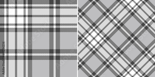 Plaid pattern herringbone in grey and white. Seamless classic spring autumn winter tartan check vector for flannel shirt, scarf, shawl, blanket, duvet cover, other modern fashion fabric print.