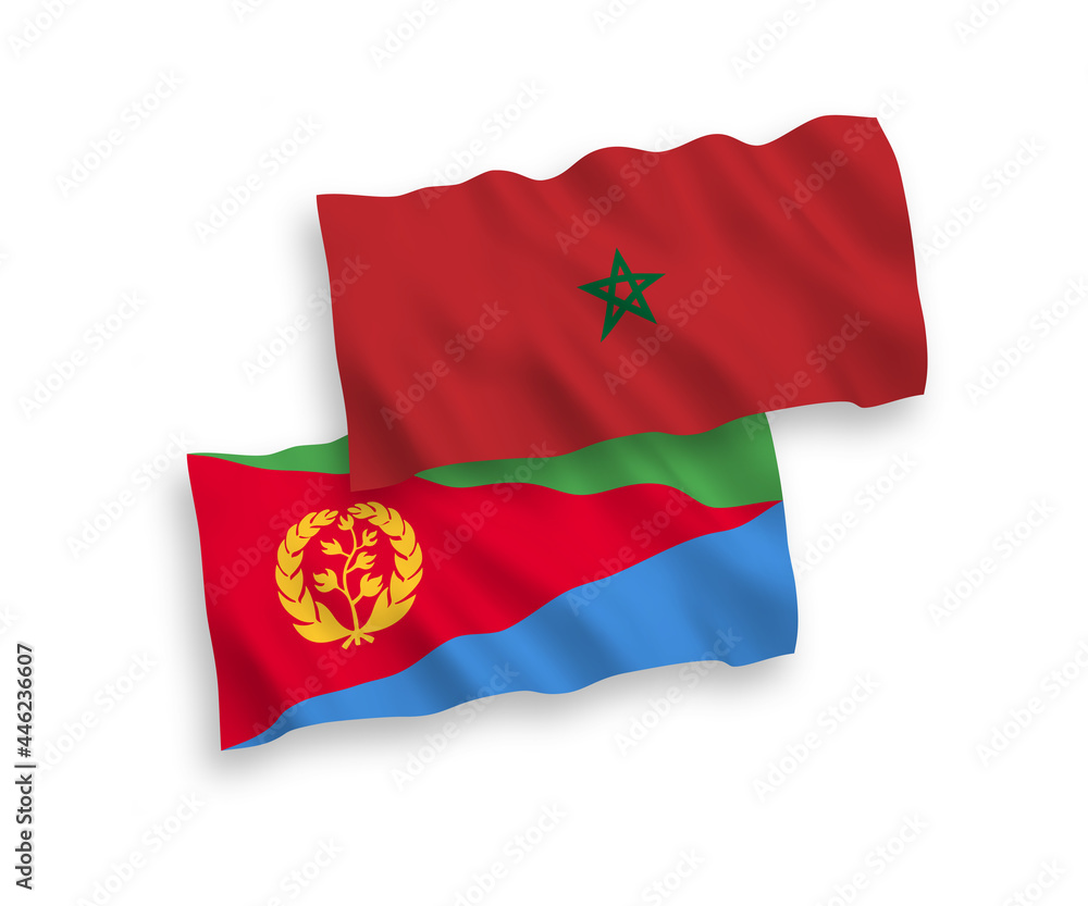 Flags of Eritrea and Morocco on a white background Flags of Eritrea and Morocco on a white background