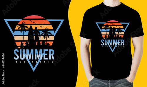 summer t shirt design vector illustration. summer t shirt, summer surfing t shirt. summer sublimation t shirt Vector illustration