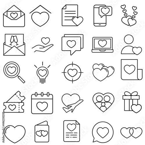 Love icon vector set. relationships illustration sign collection. online dating symbol or logo.