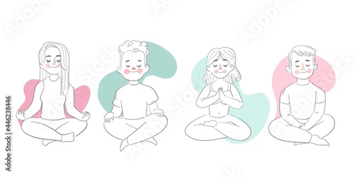Flat Illustration People Meditating