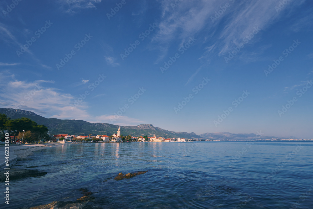 Kastel coast in Dalmatia,Croatia. Famous tourist destination. Old town near on the Adriatic seashore.