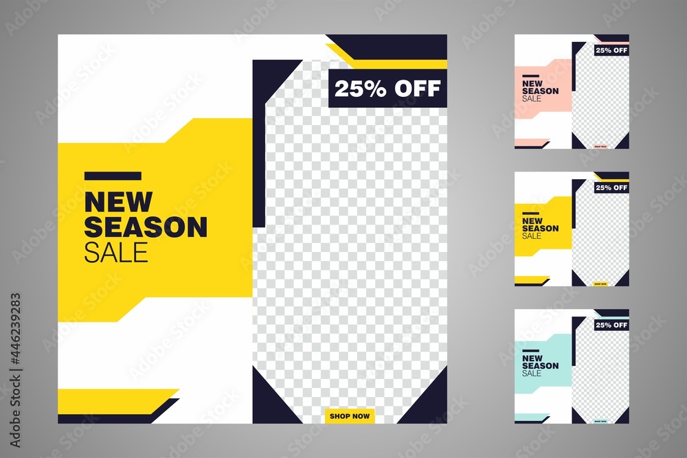 New set of editable minimal banner templates. Suitable for social media posts and web or internet ads. Vector illustration with photo college. New set of editable minimal banner templates. Suitable for social media posts and web or internet ads. Vector illustration with photo college.