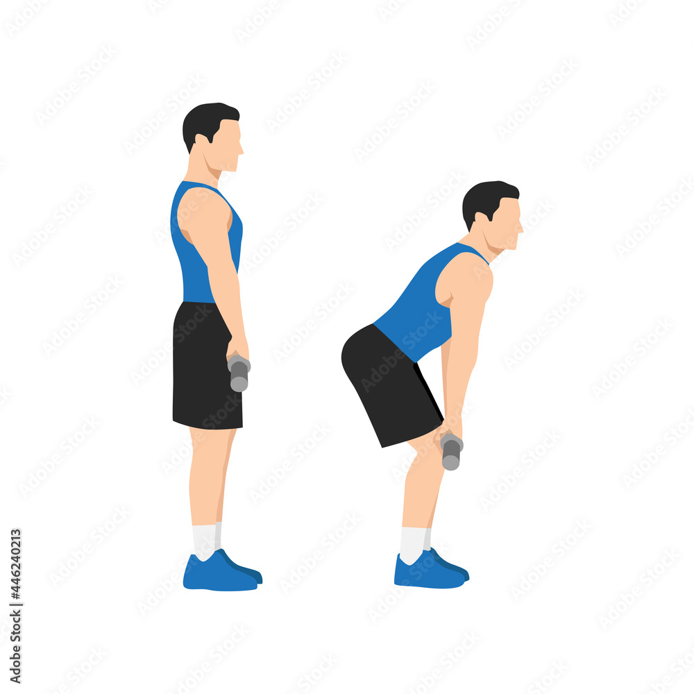 Man doing Rack pulls exercise. Flat vector illustration isolated on white background Man doing Rack pulls exercise. Flat vector illustration isolated on white background