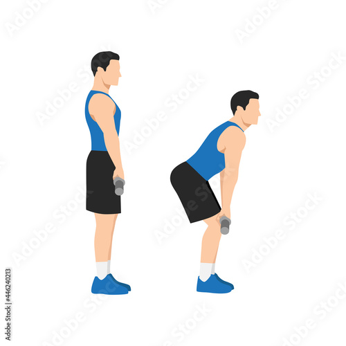 Man doing Rack pulls  exercise. Flat vector illustration isolated on white background