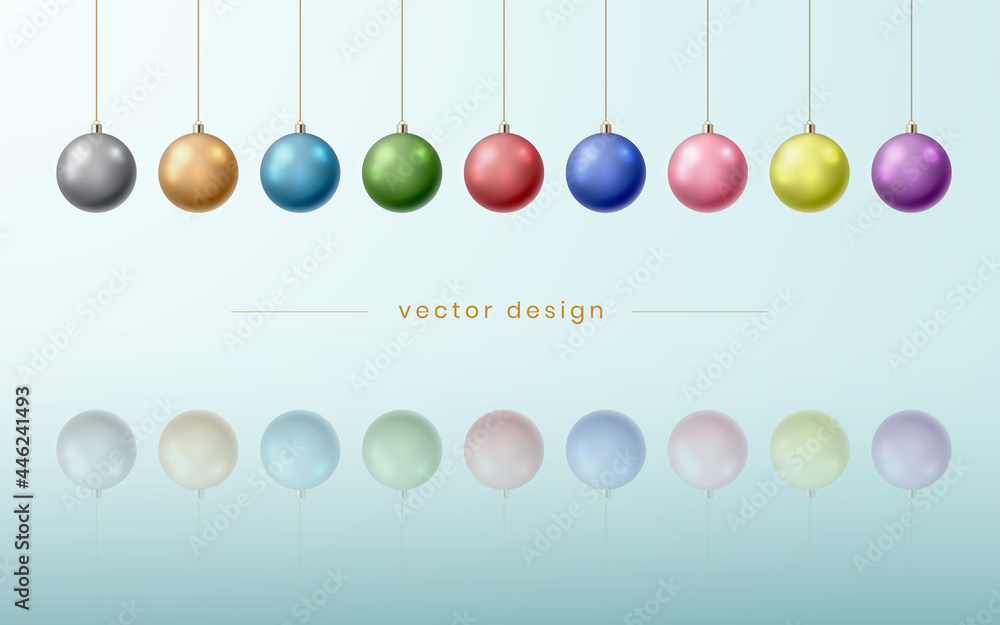 Abstract festive Christmas background with colorful Christmas balls isolated. Vector illustration.
