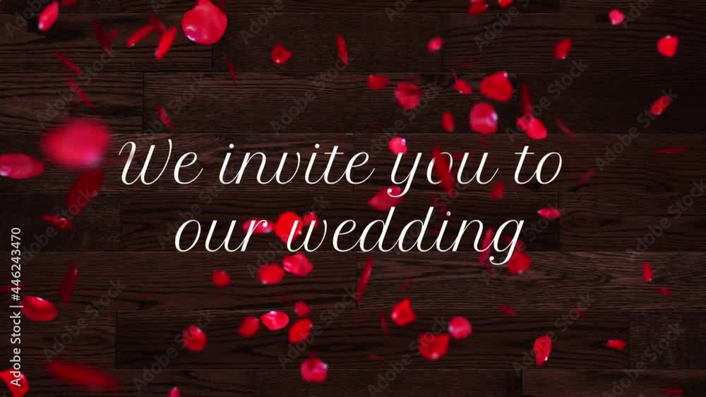 Invitation de mariage animation pétale de rose