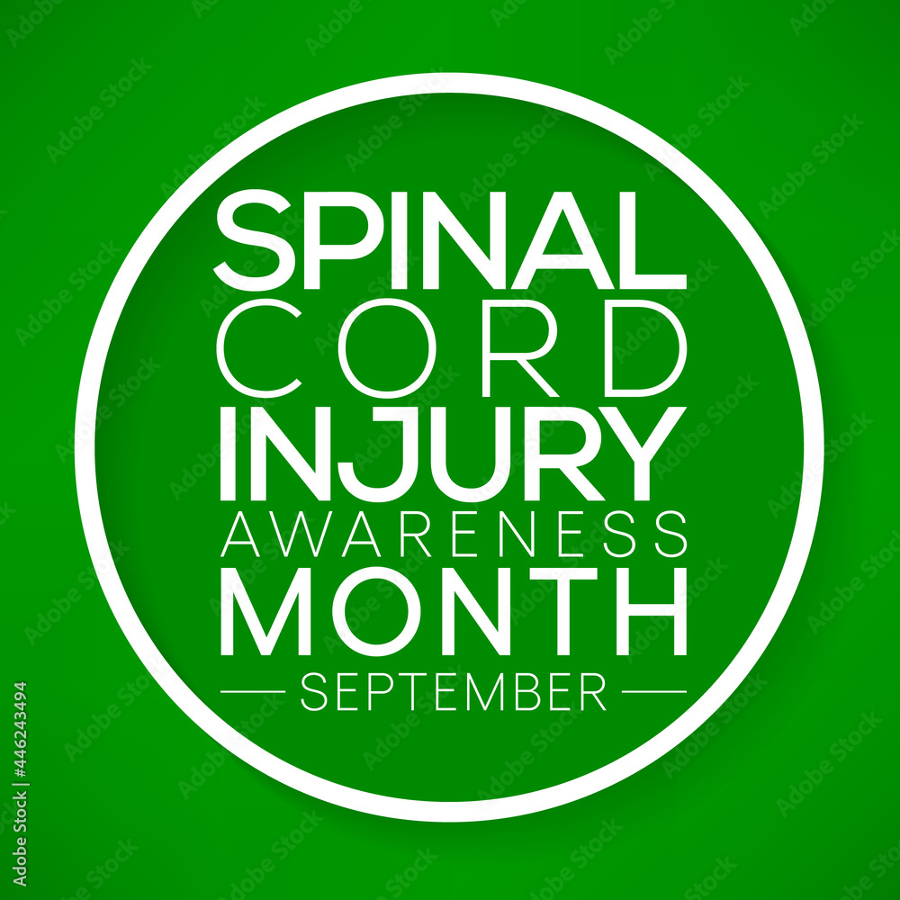 Naklejka premium Spinal Cord injury awareness month is observed every year in September, individuals with SCI often overcome the challenges of their condition and go on to lead normal, happy lives. Vector illustration