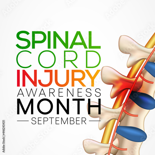 Spinal Cord injury awareness month is observed every year in September, individuals with SCI often overcome the challenges of their condition and go on to lead normal, happy lives. Vector illustration