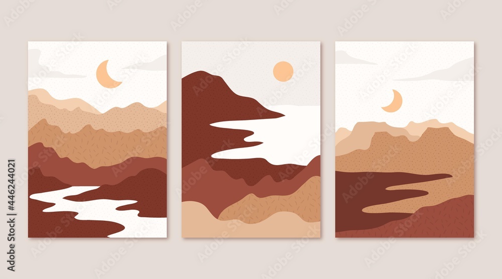 Hand Drawn Abstract Landscape Cover Collection
