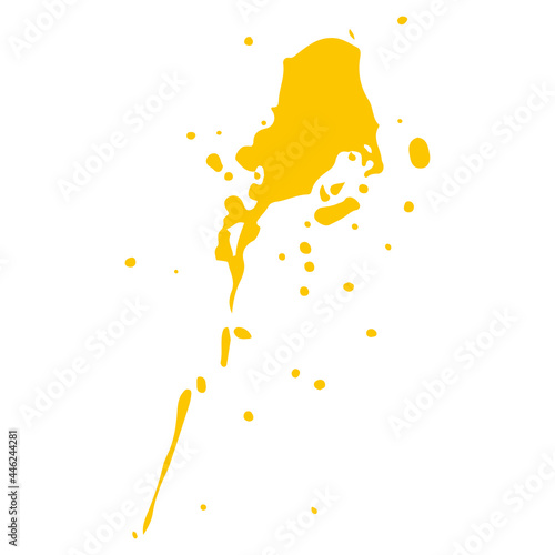 Yellow splashes vector brush isolated on a white background.