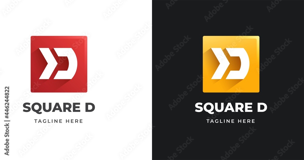 Letter D logo design template with square shape style Letter D logo design template with square shape style