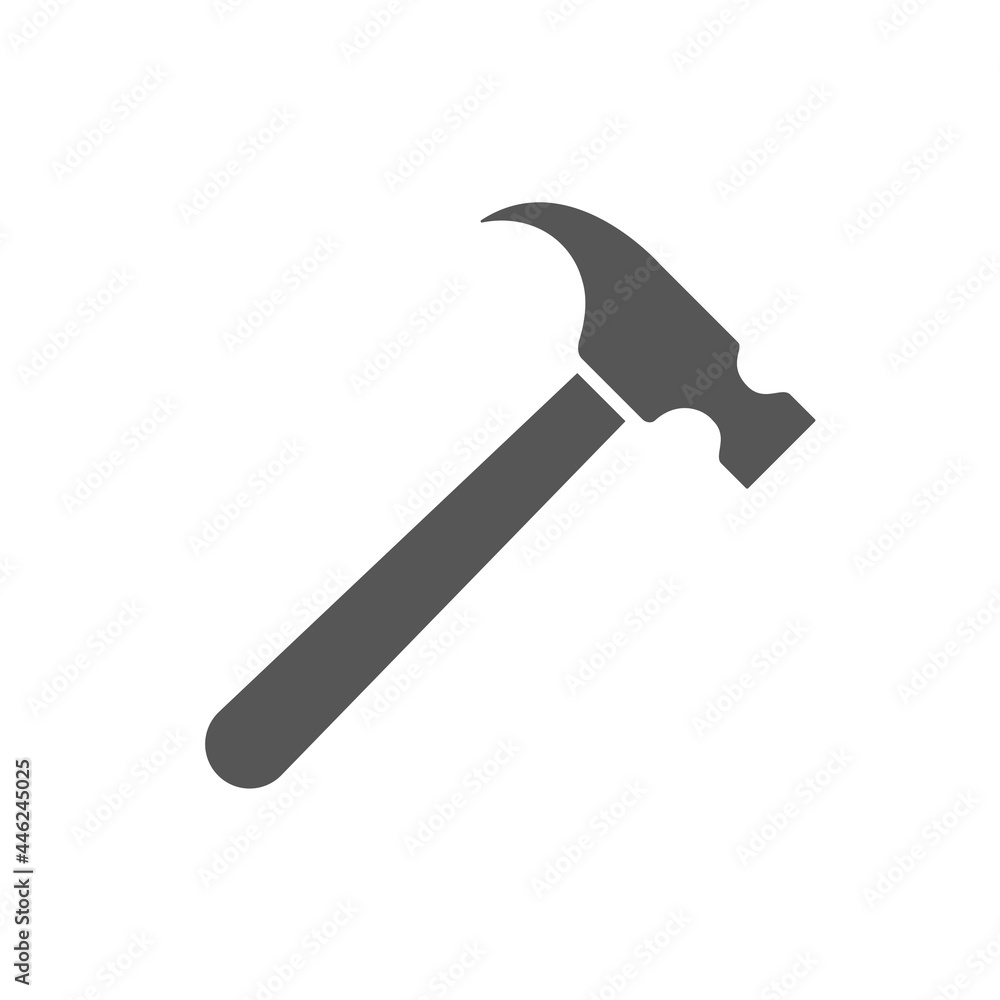 Hammer icon. Black hummer silhouette. Work repair tool. Vector illustration isolated on white. Hammer icon. Black hummer silhouette. Work repair tool. Vector illustration isolated on white.