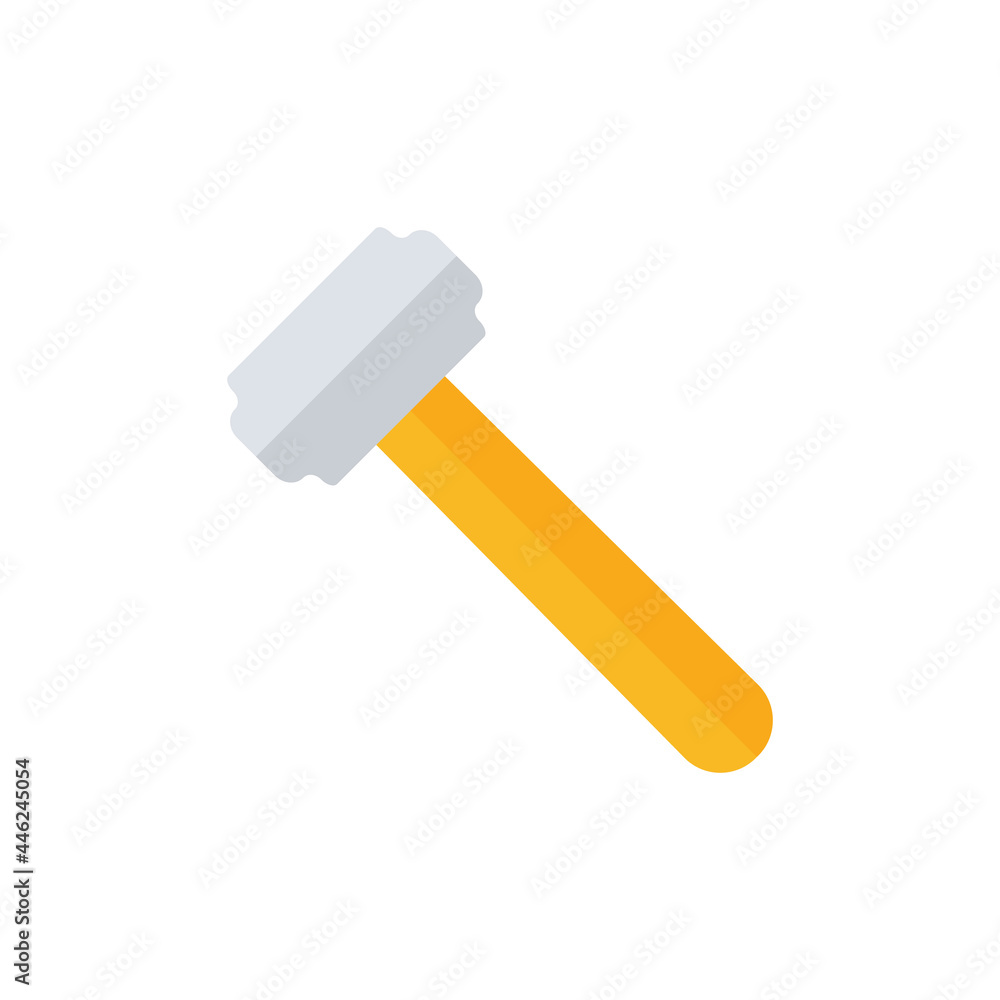 Hammer flat icon. Yellow hummer symbol. Work repair tool. Vector illustration isolated on white. Hammer flat icon. Yellow hummer symbol. Work repair tool. Vector illustration isolated on white.