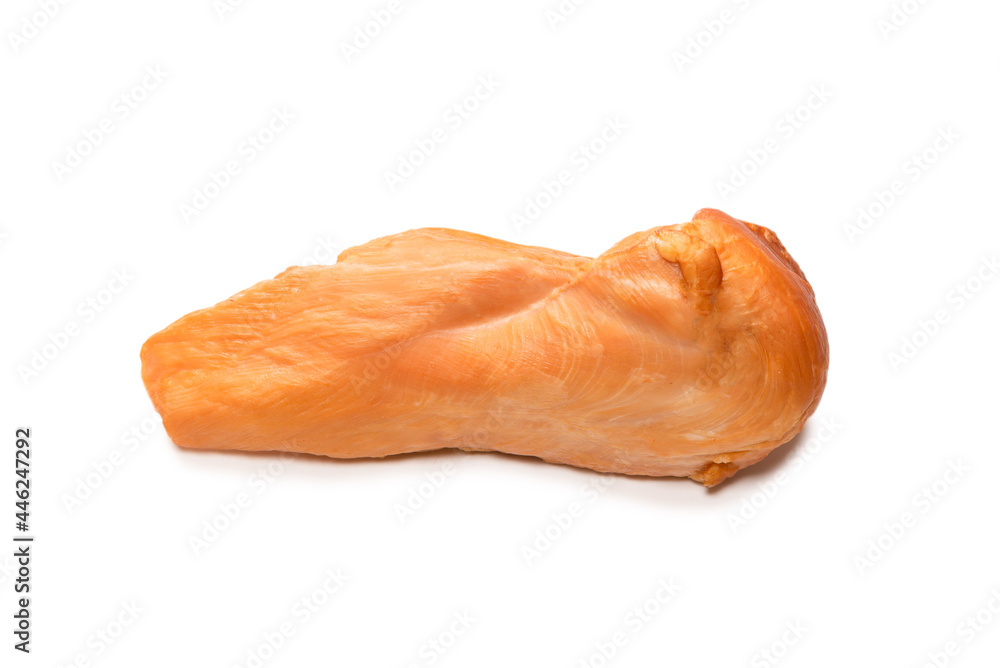 Smoked chicken fillet isolated on a white background. Smoked chicken fillet isolated on a white background.