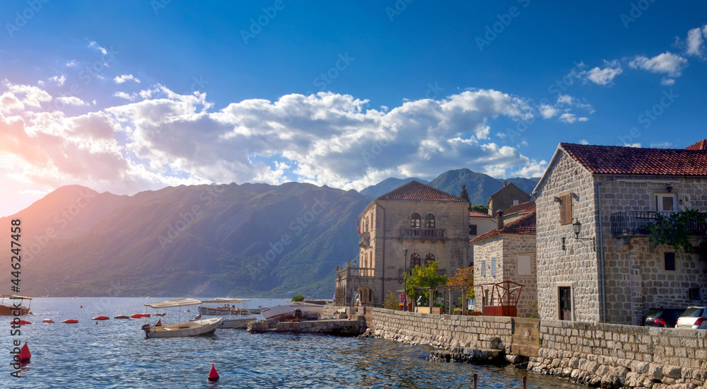 Historical Perast, a popular resort town in Kotor bay on Adriatic sea, Montenegro