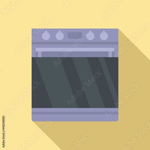 Digital convection oven icon flat vector. Electric grill stove