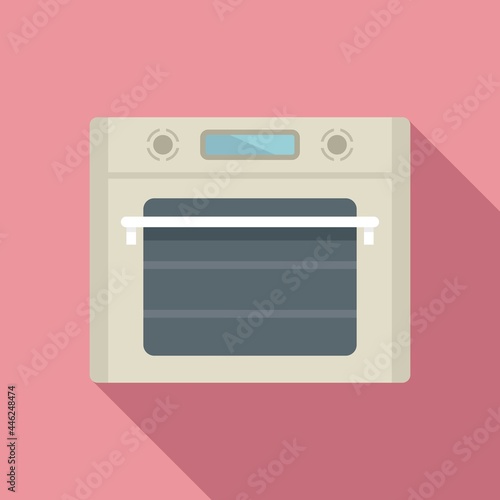 Cooking convection oven icon flat vector. Gas kitchen stove