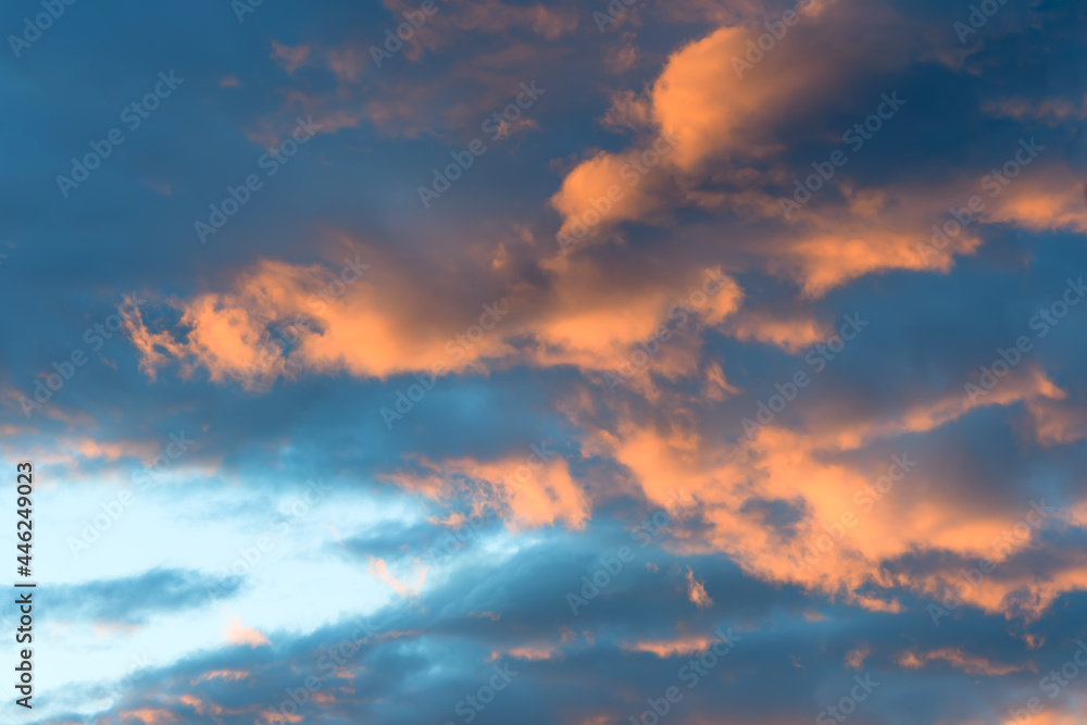 Clouds in sky with orange color of a sunset