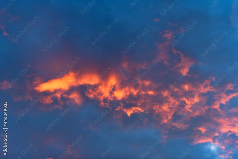 Strange sky with clouds looking fire