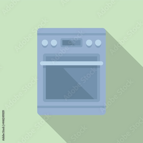 Hot oven icon flat vector. Electric convection stove