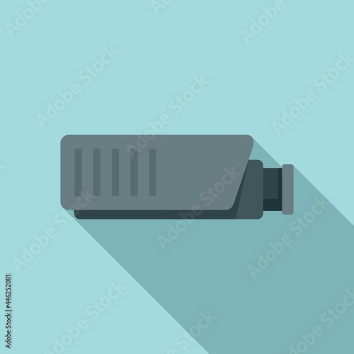 Bank camera icon flat vector. Video camcorder