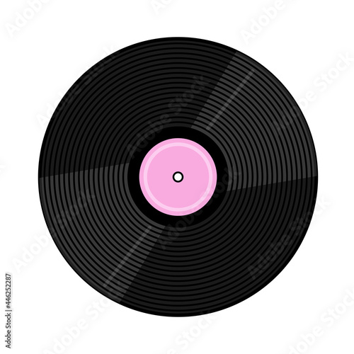 Vinyl plate disc. Music retro icon. Vector illustration isolated on white background.  photo