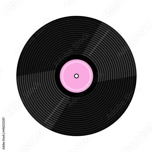 Vinyl plate disc. Music retro icon. Vector illustration isolated on white background. 