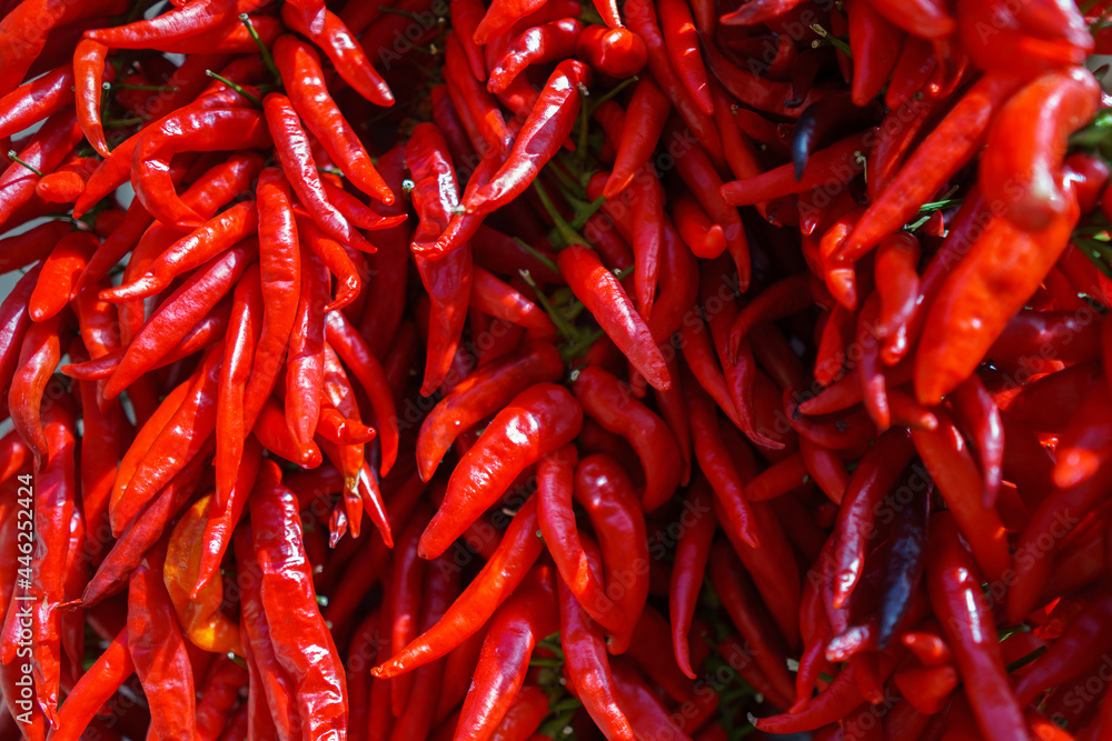 peppers drying outside as traditional at rural market