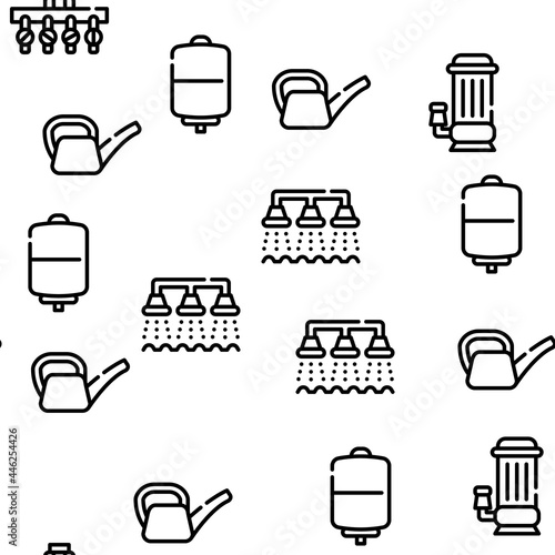 Irrigation System Vector Seamless Pattern Thin Line Illustration