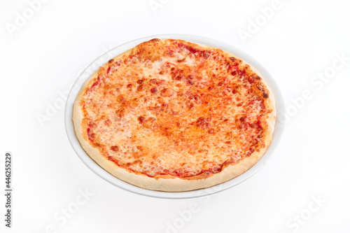 Cheese pizza isolated on white background. Mockup pizza for menu and website. High quality photo