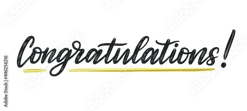 Congratulations text poster. Modern brush calligraphy greeting inscription. Vector handwritten typography.