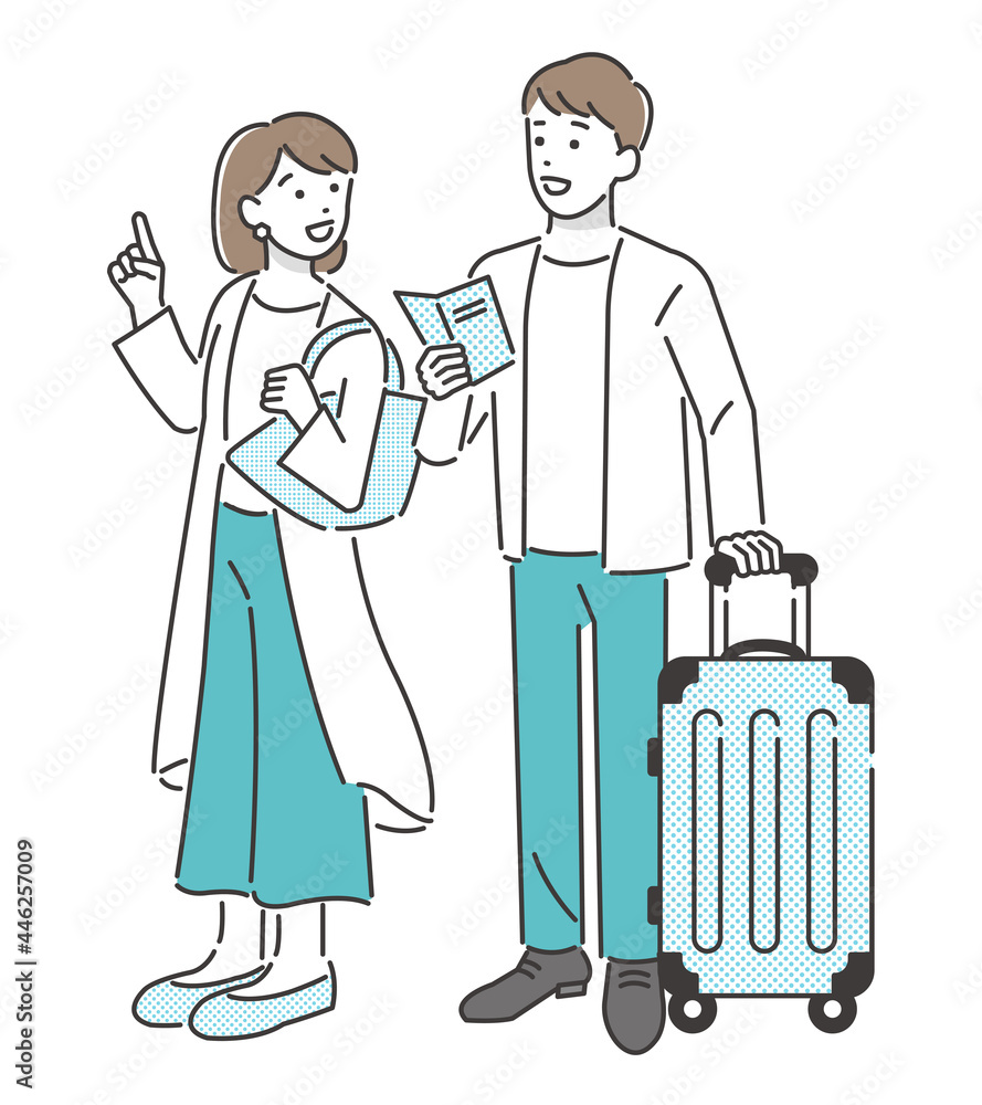 旅行をするカップルのベクターイラスト素材／夫婦／旅行