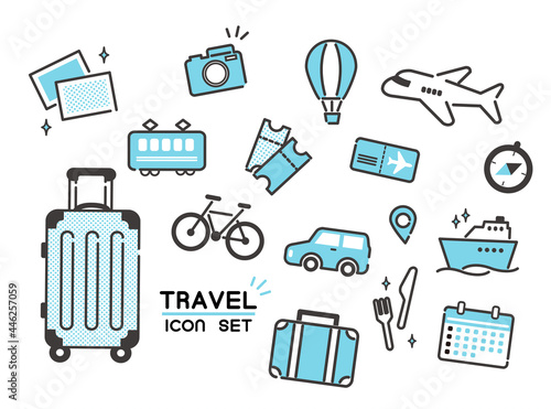 かわいいいろいろな旅行のアイコンセット／シンプル／セット