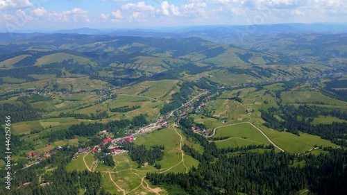 Ukrainian mountains Carpathians in summer. Aerial photography. photo