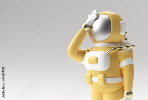 3d Render Spaceman Astronaut Headache, Disappointment, Tired Caucasian or Shame Gesture's 3d illustration Design.