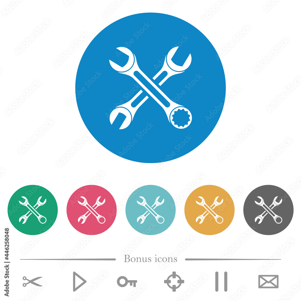 Two wrenches flat round icons Two wrenches flat round icons