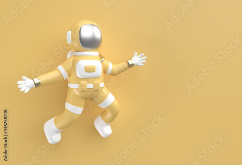 3d Render Astronaut Jumping in action 3d illustration Design.