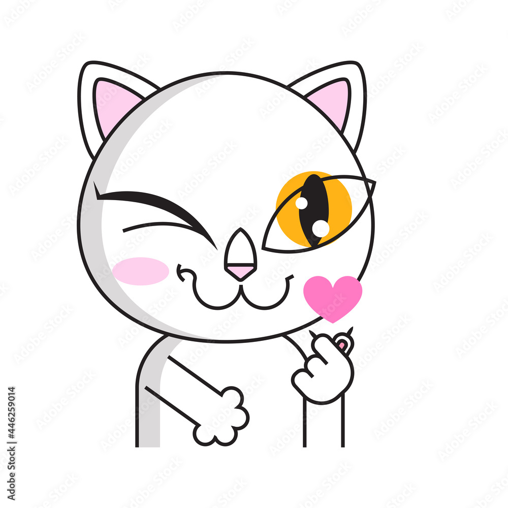 Cat loves k pop. Korean symbol hand heart Stock Vector | Adobe Stock