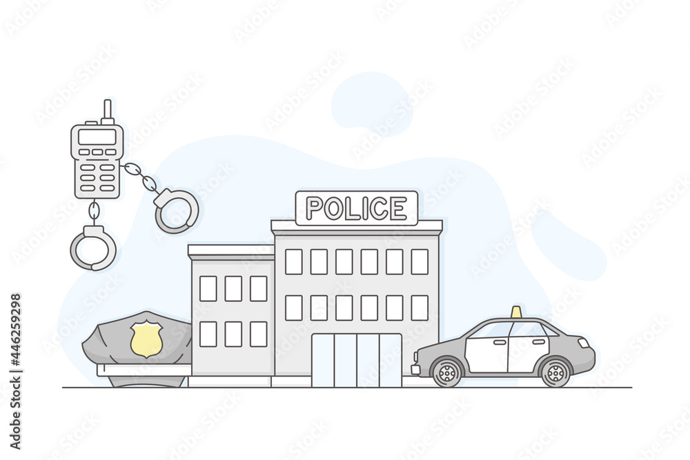 Municipal or City Services for Citizen with Police Department Vector Illustration