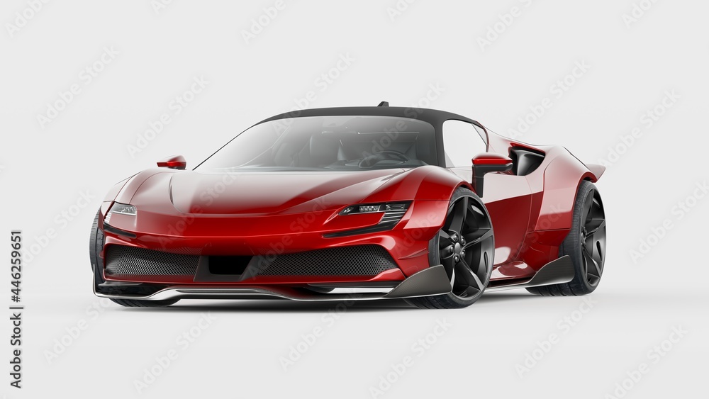 3D rendering of a brand-less generic concept car