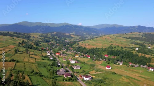 Ukrainian mountains Carpathians in summer. Aerial photography.