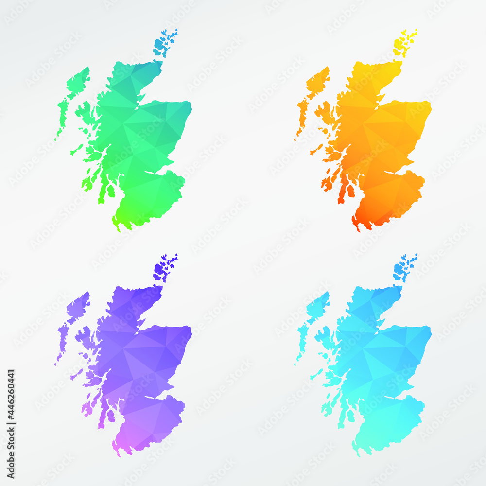 Scotland, UK Low Poly Map Clip Art Design. Geometric Polygon Graphic National Icon. Vector Illustration Symbol.