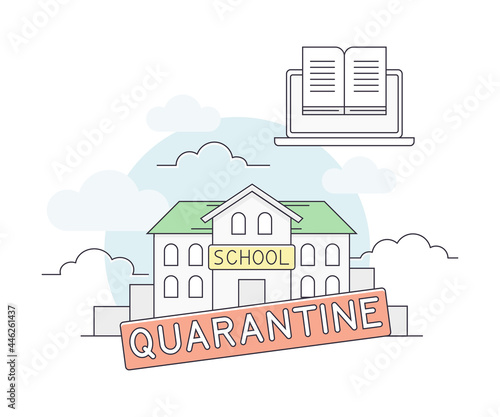 Pandemic with Quarantine as Safety Measure Line Vector Illustration