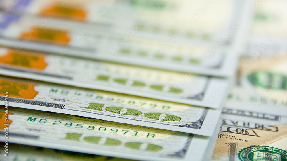 Close-up of US dollar bills as a financial background