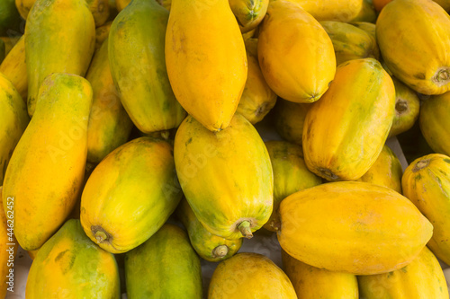 Carica papaya - Papaya fruit in the traditional Colombian market photo