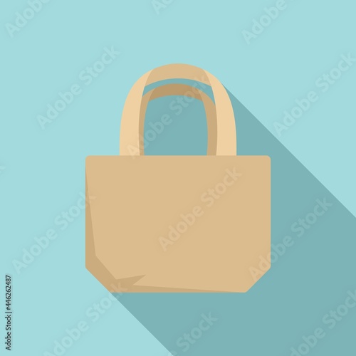 Cotton eco bag icon flat vector. Fabric handle